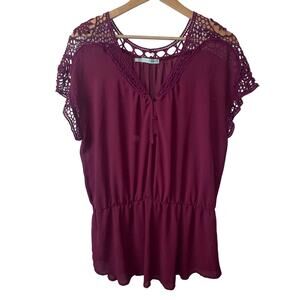 Maurices Large Short Sleeve Cinched Waist Top